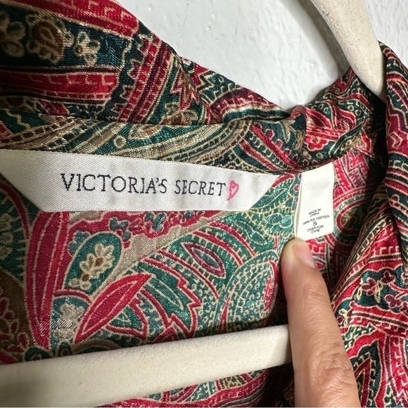 Victoria's Secret Vintage 90's Paisley Satin Button Long Sleeve Blouse sz S - Picture 4 of 9